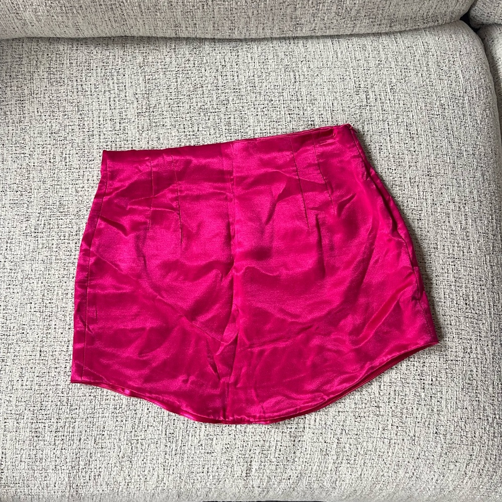 Zara Hot Pink Satin Mini Skirt
